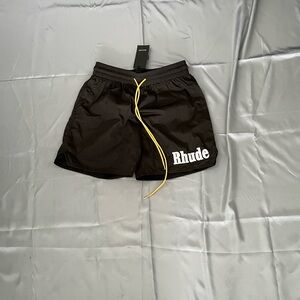 Rhude Black Shorts with Yellow Drawstring